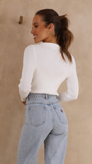 Frankie Knit Long Sleeve Top - White