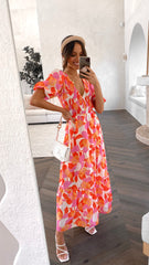 Abbie Maxi Dress - Orange Floral