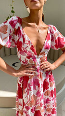 Cynthia Maxi Dress - Pink Floral