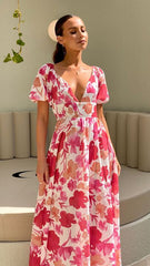 Cynthia Maxi Dress - Pink Floral