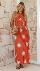 Isabelle Skirt - Rust Sun Print