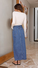 Reno Denim Midi Skirt - Dark Blue