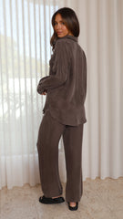 Graciela Button Up Shirt - Warm Grey Cupro