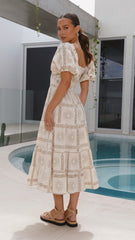 Erica Maxi Dress - White/Tan