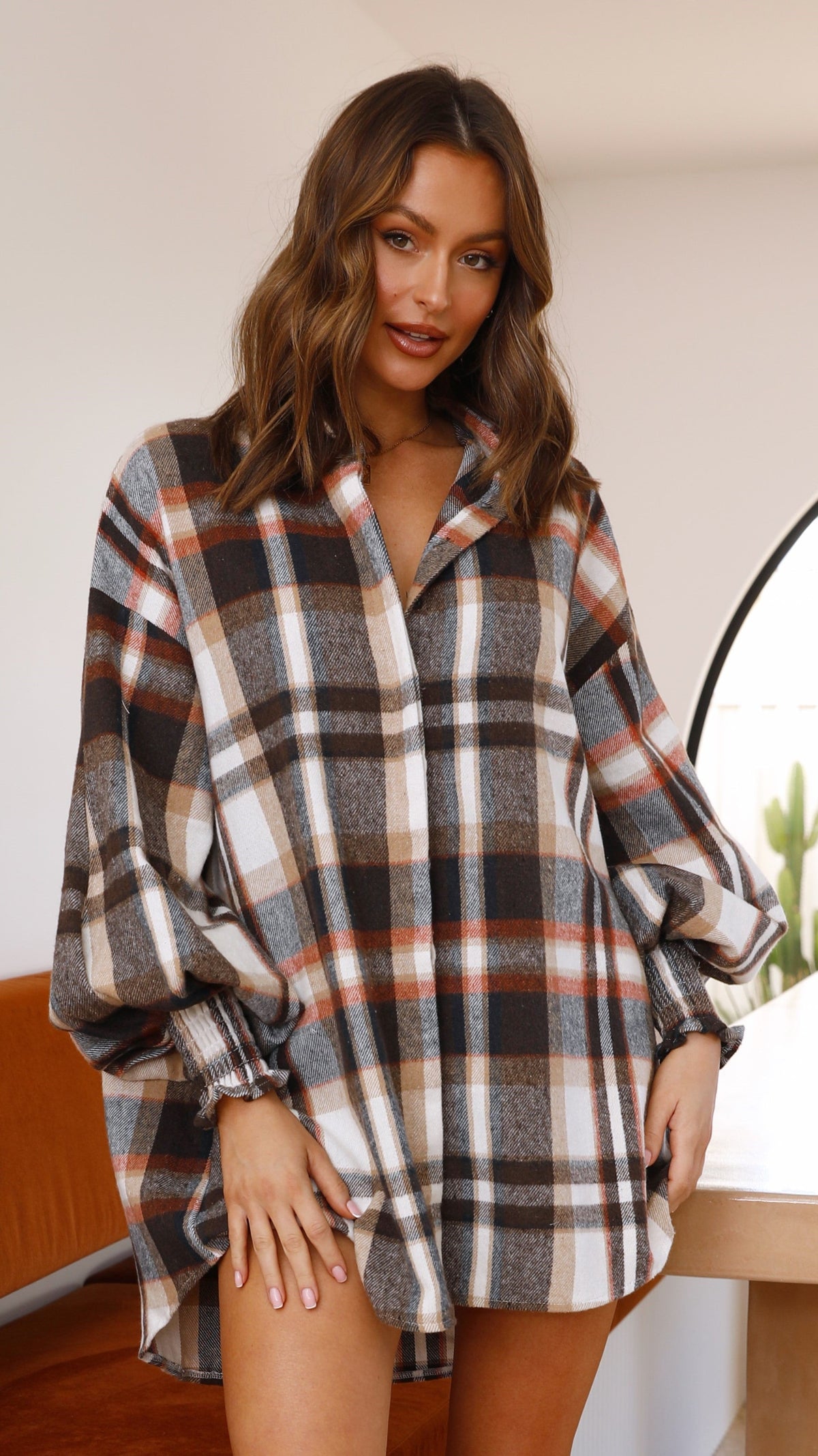 Mirandah Shirt Dress - Chocolate Check