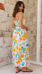 Belinda Pants - Yellow / Blue Print