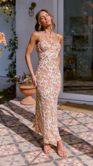 Maxeen Midi Dress - Orange Floral