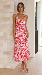 Finnah Midi Dress - Pink/Red Floral