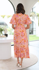 Carmen Midi Dress - Pink Floral