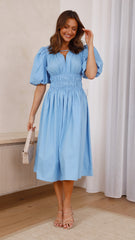 Jaymie Midi Dress - Sky Blue