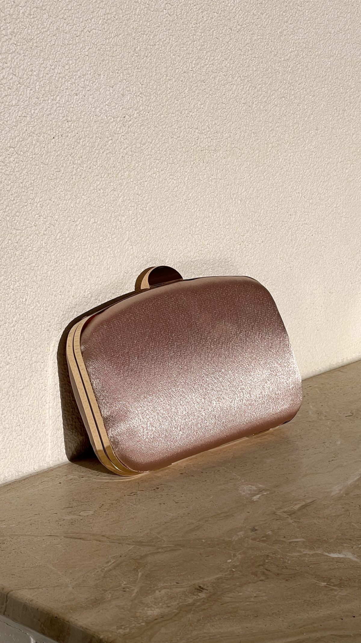 Alayna Satin Structured Clutch - Champagne