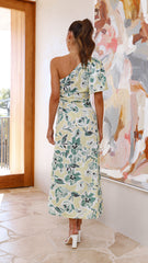 Bethany Midi Dress - Yellow/Green Floral