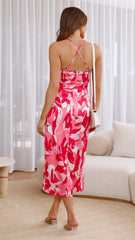 Mosaic Midi Dress - Pink Print