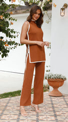 Newport Top - Cinnamon/White