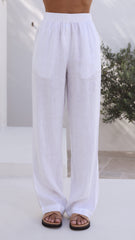 Linen Lounge Pant - White