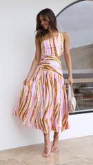 Margarita Maxi Dress - Pink/Brown