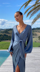 Naomi Long Sleeve Maxi Dress - Slate Blue