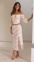 Caroline Midi Skirt - Rosie Print