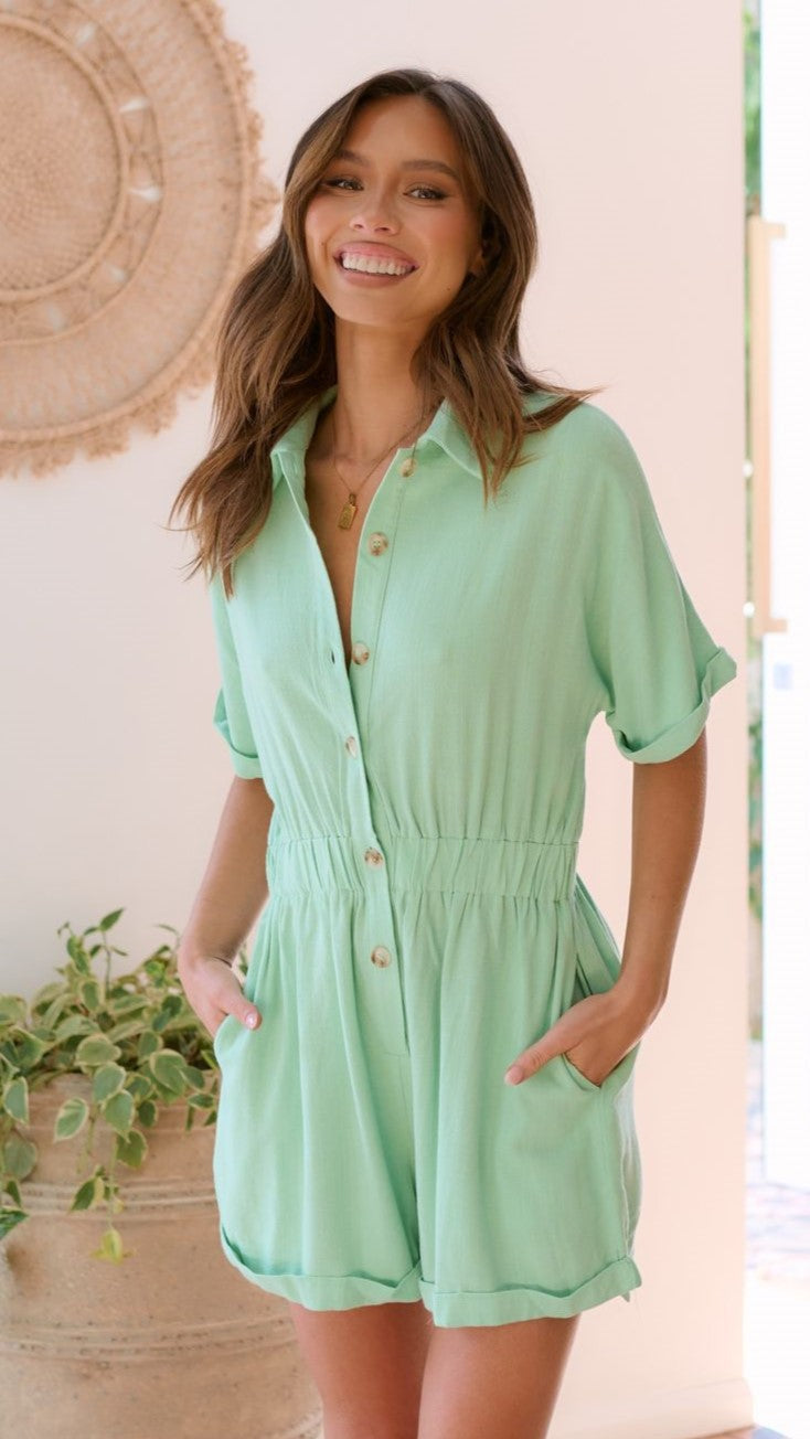 Luna Playsuit - Seafoam Green