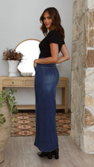 Rennie Denim Maxi Skirt - Mid Blue