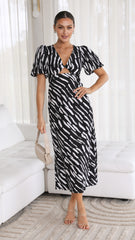 Paysley Midi Dress - Black