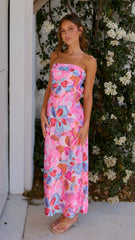 Miya Maxi Dress - Pink/Blue Print