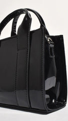 Mallory High Shine Mini Tote Bag - Black