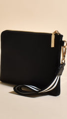 Becca Web Handle Pouch - Black/Stripe