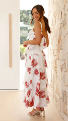 Odilia Maxi Dress - White/Pink Floral