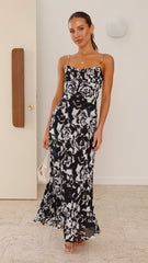 Margie Midi Dress - Black Print