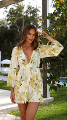 Sharni Mini Dress - Yellow Floral