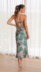 Dreamers Strapless Maxi - Green Floral