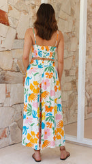 Joanie Top - Yellow / Blue Print