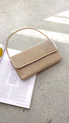 Malia Foldover Diamante Clutch - Gold