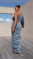 Heidi One Shoulder Maxi Dress - Slate Blue