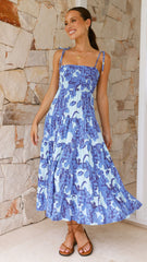 Badar Maxi Dress - Blue Floral