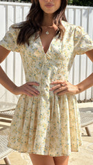 Kalani Mini Dress - Yellow Floral