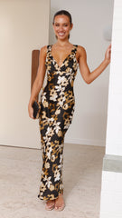 Rubie Maxi Dress - Black Floral