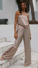 Milani Satin Pant - Chocolate Geo