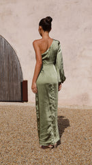 Heidi One Shoulder Maxi Dress - Olive