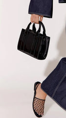 Mallory High Shine Mini Tote Bag - Black