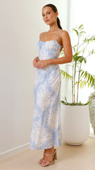 Margie Midi Dress - Blue / White Floral