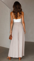Avery Wide Leg Pants - Beige