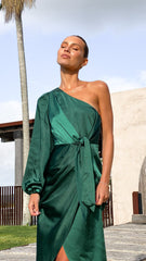 Heidi One Shoulder Maxi Dress - Emerald