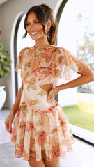 Lylah Mini Dress - Orange Floral