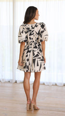 Venice Mini Dress - Beige/Black