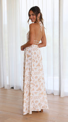 Clovelly Maxi Dress - White/Sand