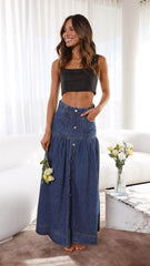 Penelope Midi Skirt - Blue Denim