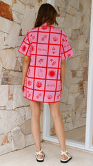 Frannie Shirt Dress - Pink Soleil