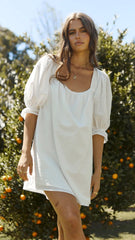 Leona Mini Dress - White Spot